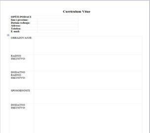 Cv Obrazac Doc Liffe Curriculum Vitae